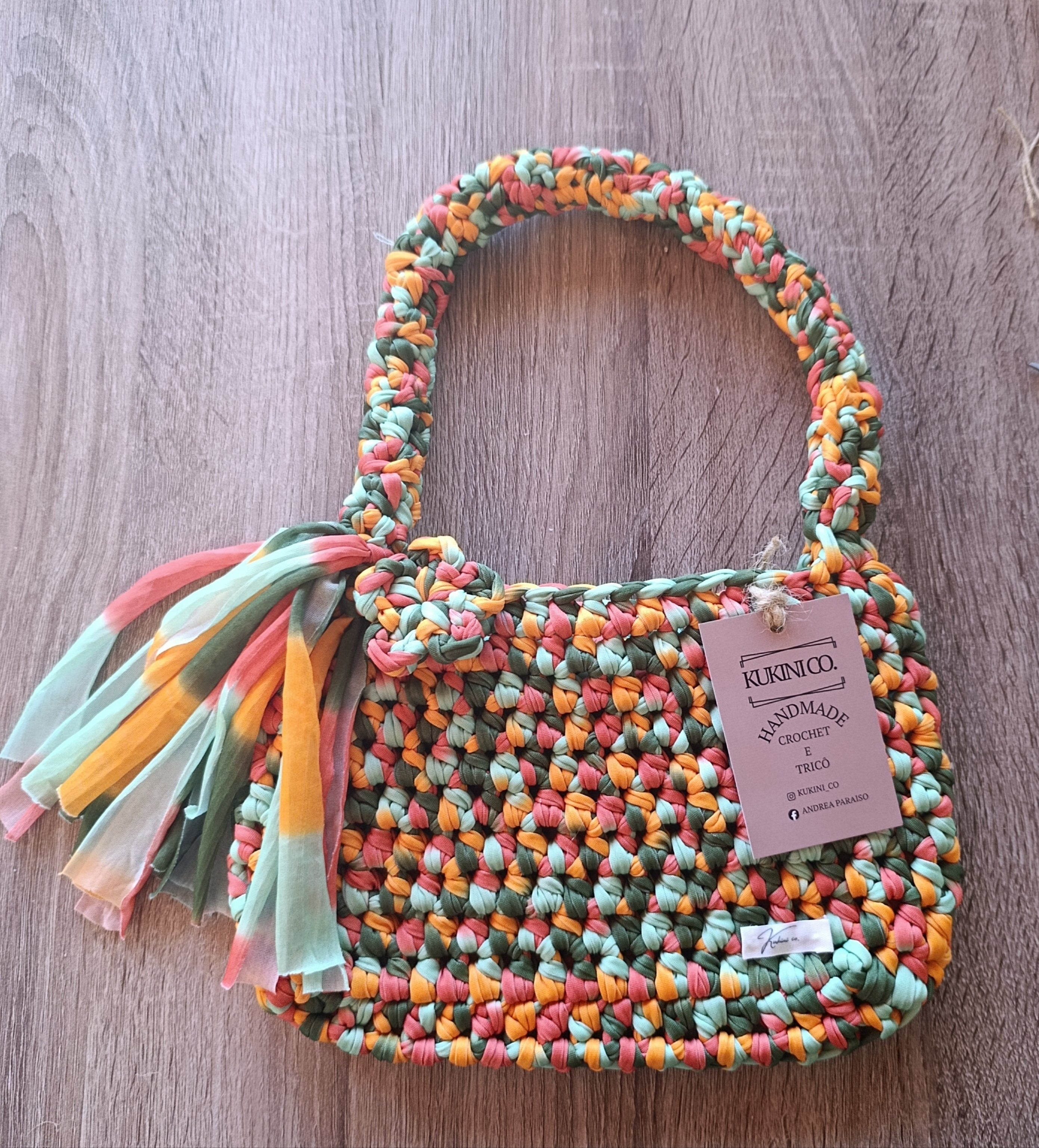 Mini Tote Bag Crochet Multicolor com Franjas