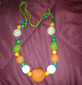 Orange and Green Crochet Necklace