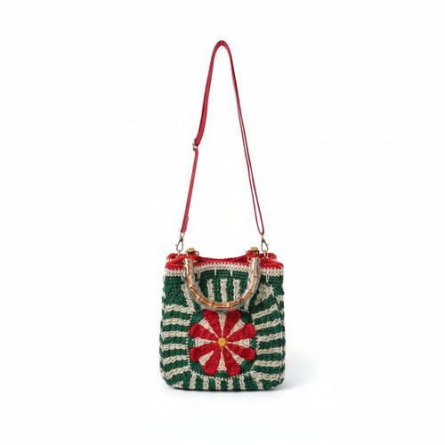 Bolsa Crochet Flor Vermelha
