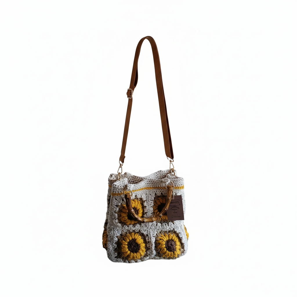 Bolsa Crochet Girassóis