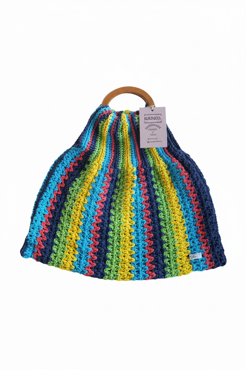 Bolsa Crochet Multicolor fundo branco