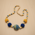Colar Crochet Azul Amarelo