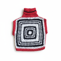 Colete Granny Square Preto e Vermelho - Fundo Branco
