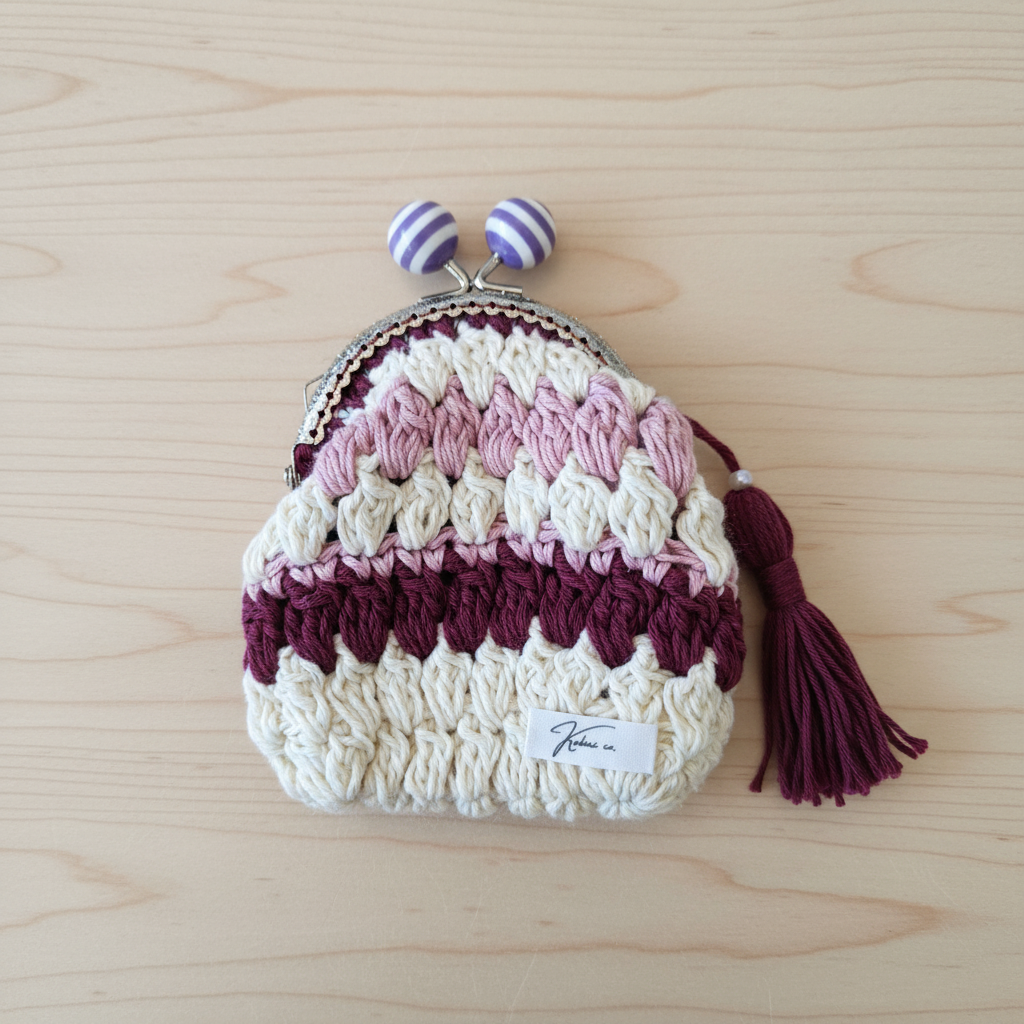 Porta-moedas Crochet Rosa e Bordô II