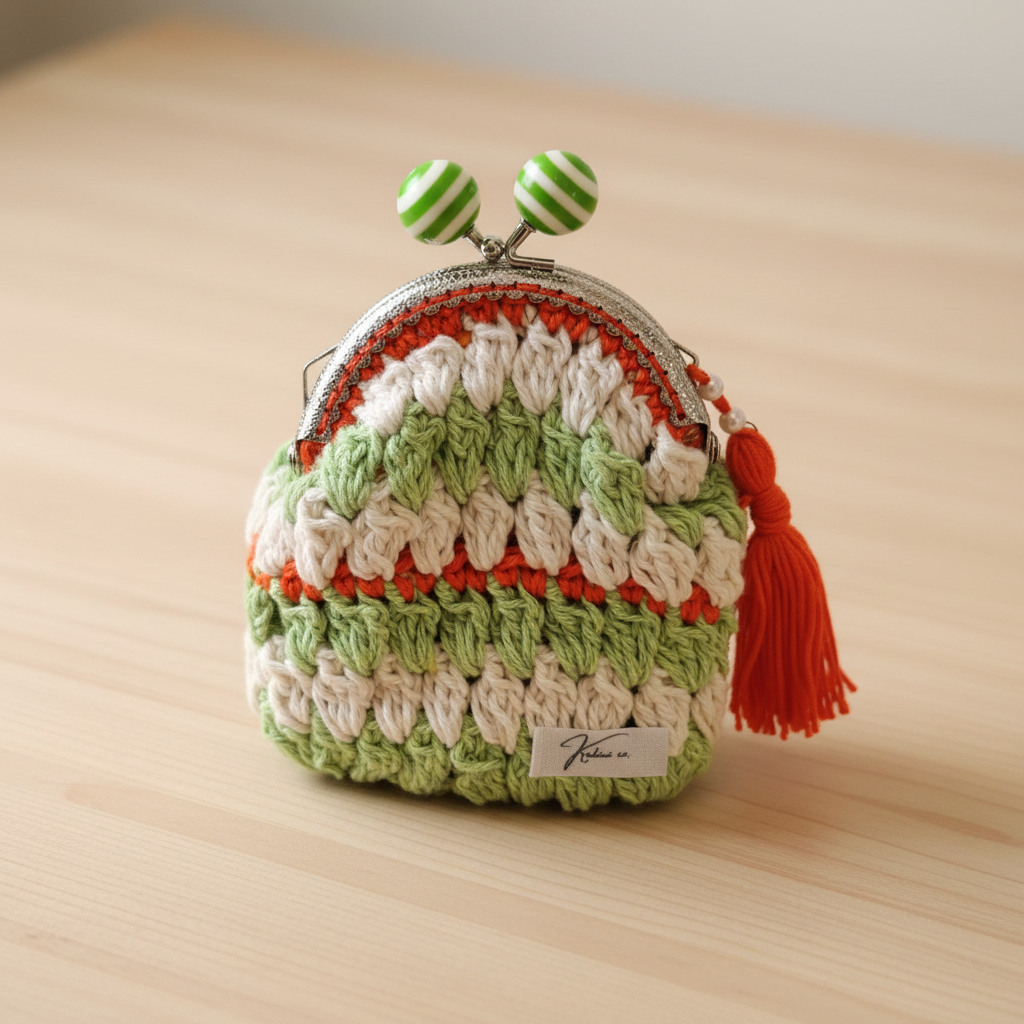 Porta-moedas Crochet Verde e Laranja