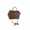 Bolsa Crochet Bege Dourada