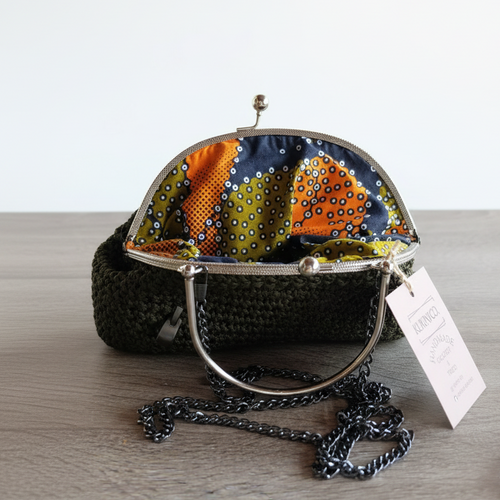 Bolsa Clutch Crochet Arco Verde tropa