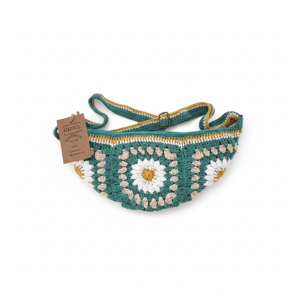 Bolsa Pouchet de Cintura Kukini Co. em verde turquesa, com detalhes ajustáveis e acabamento em nylon resistente.