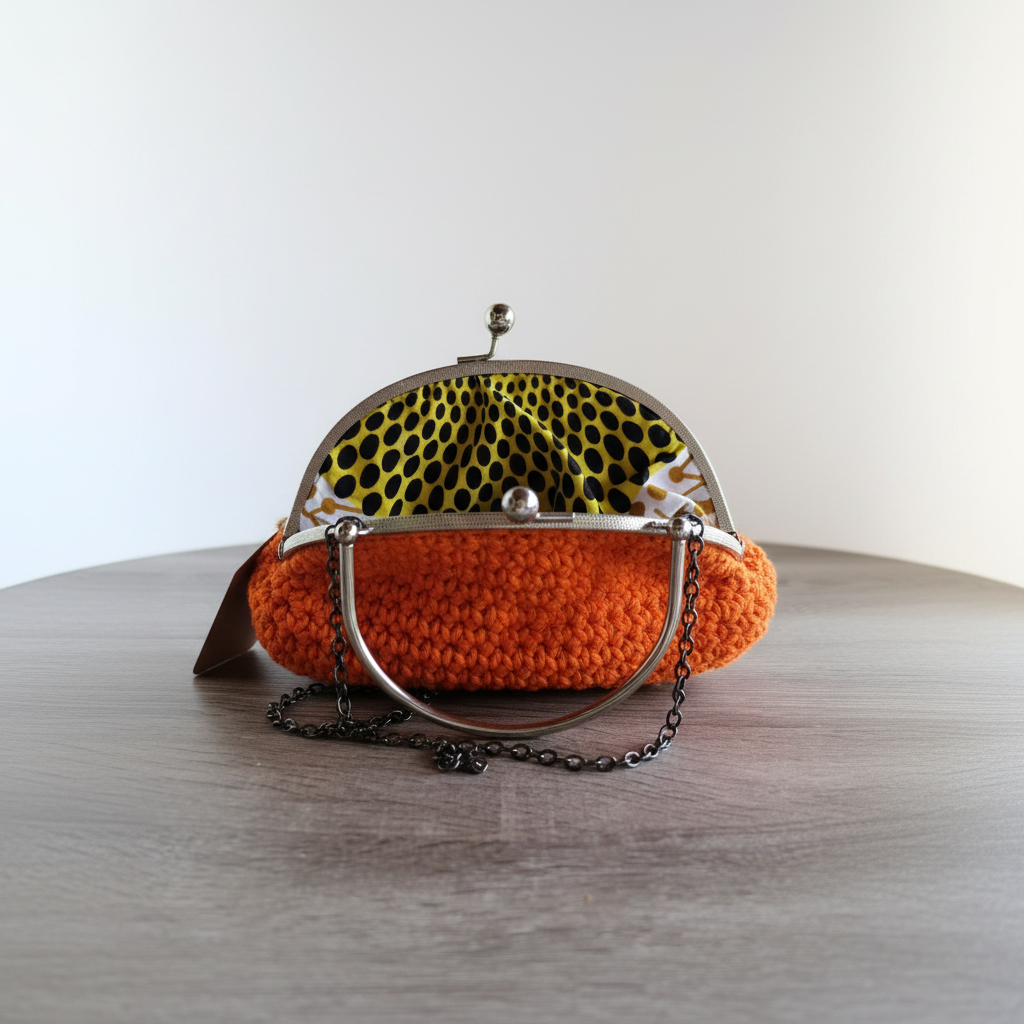 Bolsa Clutch Crochet Arco Laranja