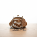 Bolsa clutch Crochet Bicolor Camel & Branco