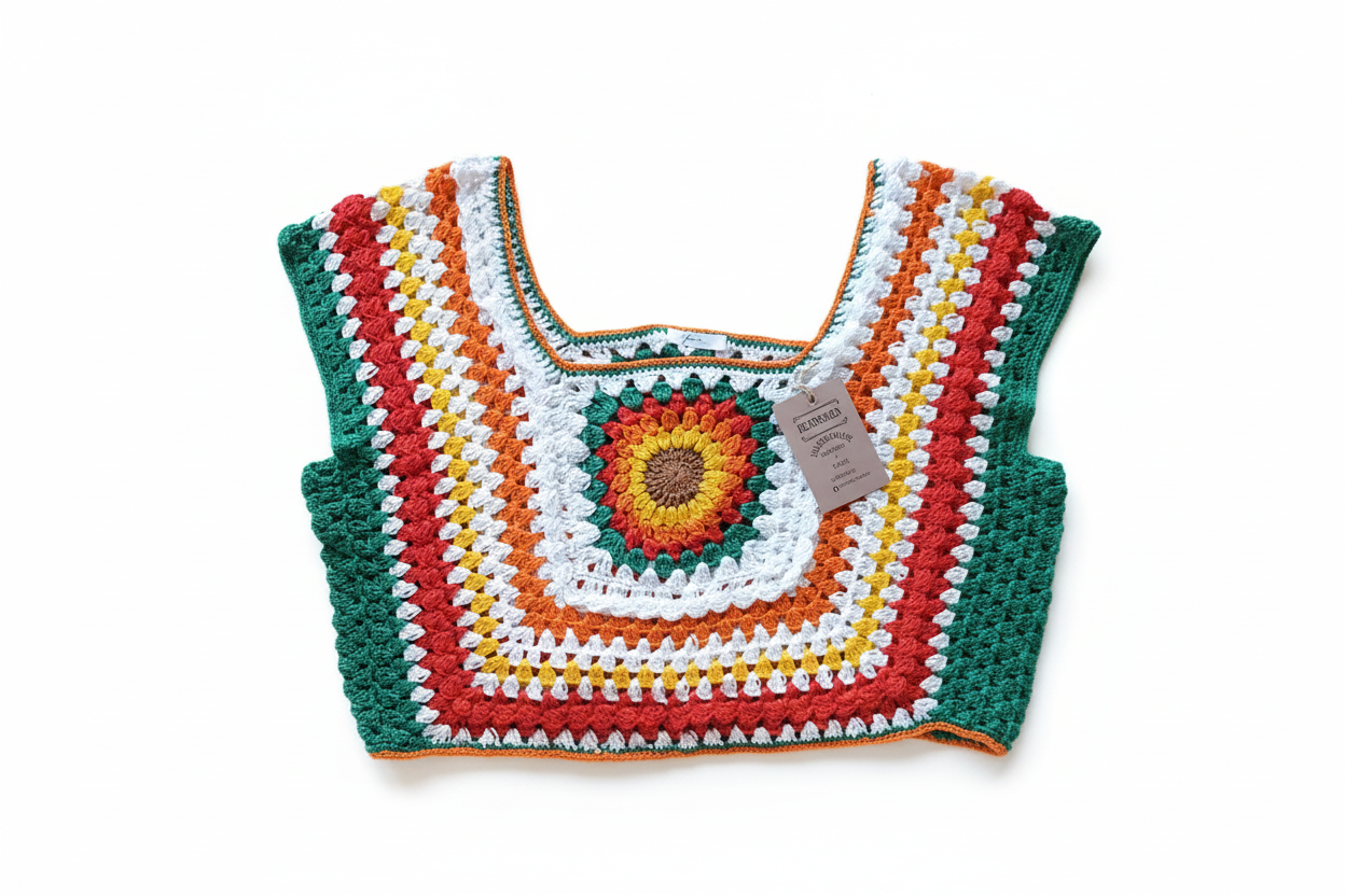 Blusinha Mandala da Kukini Co. com estampa colorida de mandala, tecido leve e detalhes femininos, vista frontal.