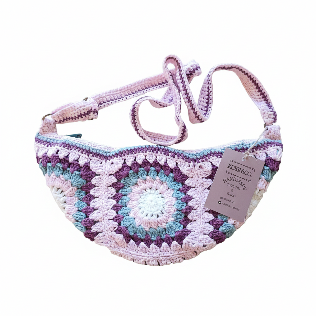 Bolsa de cintura rosa da Kukini Co. com detalhes em tecido, ideal para uso casual e prática.