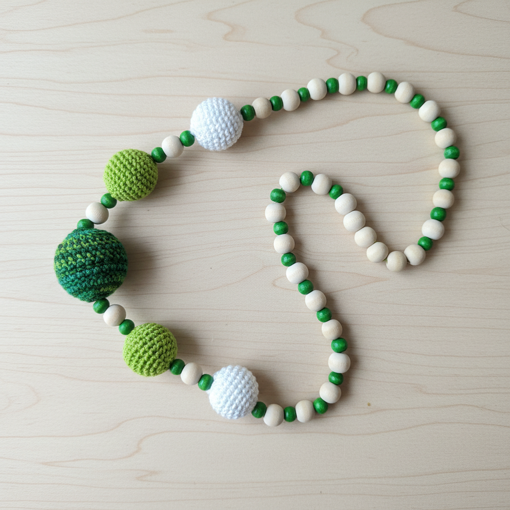 Colar Crochet Verde e Branco